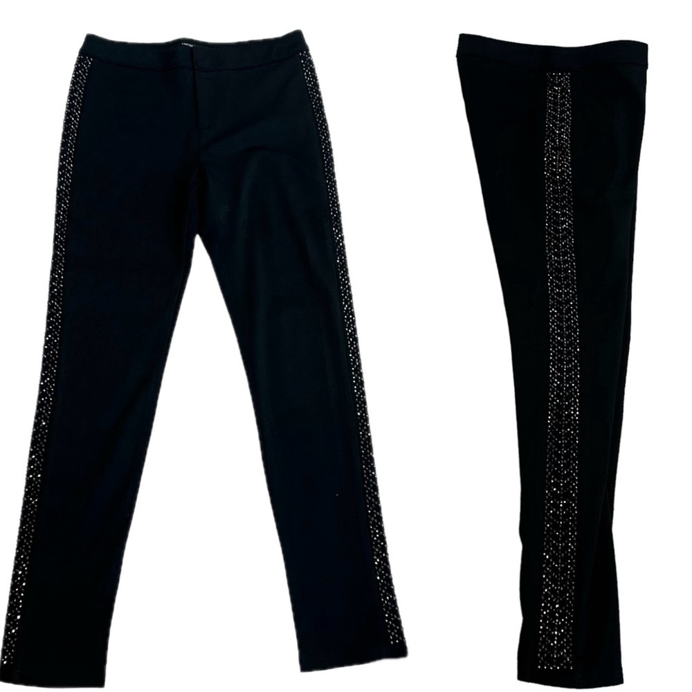 Forever 21 black rhinestone embellished side trim stretchy leggings pants Sz M